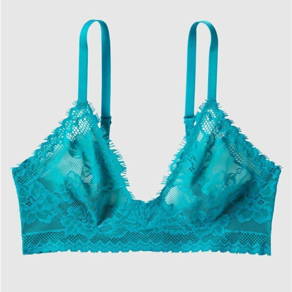 New With Tags La‎ Senza Size Large Lightweight Wireless Teal Lace Bralette